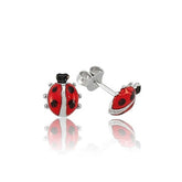Boucles d'oreilles à tige en argent coccinelle
